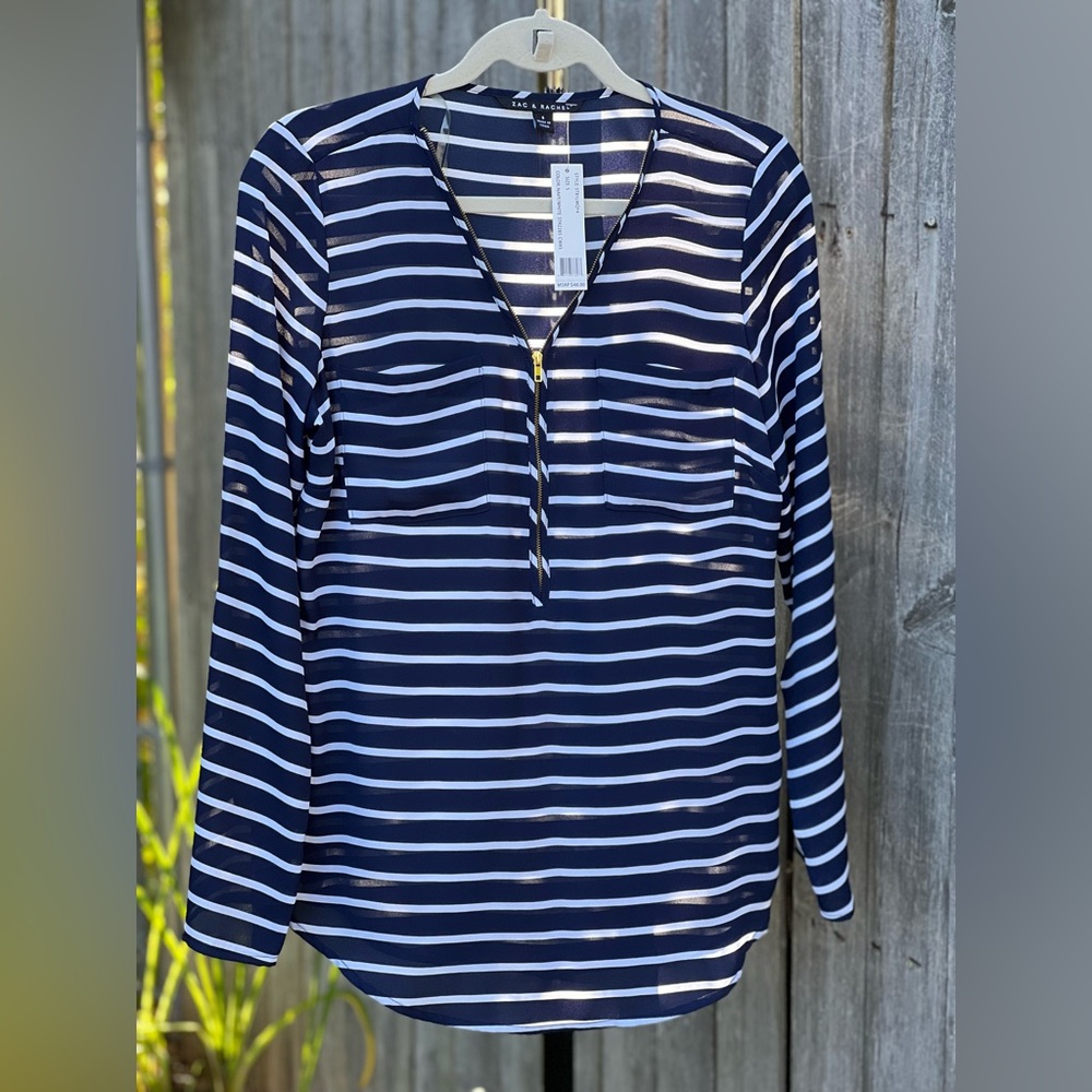 Zac & Rachel Striped Blue & White New Women’s Blouse